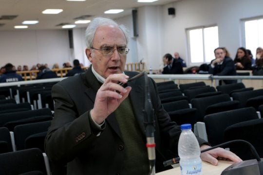 Ο Γιώργος Μαργαρίτης καταθέτει στην πρωτοβάθμια δίκη της Χρυσής Αυγής, τον Ιανουάριο του 2017